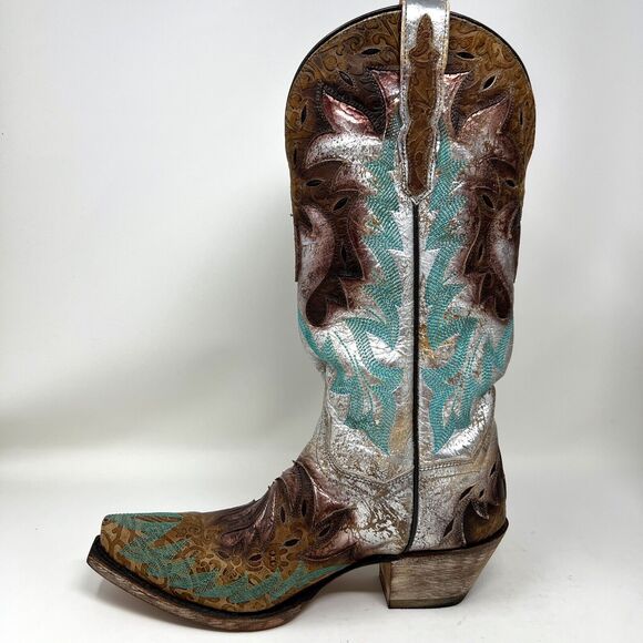 Dan Post All Eyes On Me Turquoise Cowgirl Boots Pointed Toe Women’s Size 6.5 - Picture 8 of 12